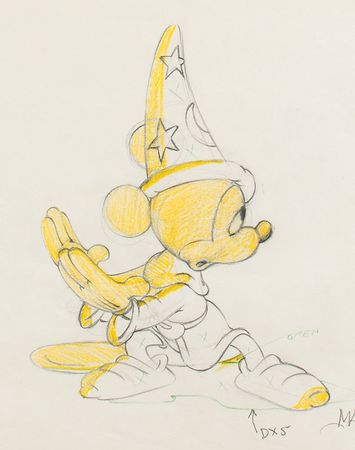 Lot #902 Mickey Mouse production drawing from Fantasia signed by Marc Davis Production Drawing - Image 2