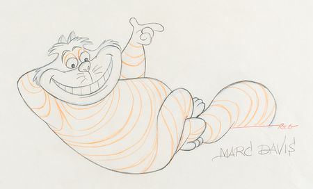 Lot #1040 Cheshire Cat production drawing from the Mickey Mouse Club TV Show signed by Marc Davis Production Drawing - Image 2