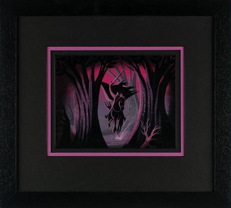 Lot #921 Mary Blair concept painting of the Headless Horseman from The Adventures of Ichabod and Mr. Toad (1949) and matching Walt Disney Company giclee: Mary Blair's vivid portrayal of the Headless Horseman's midnight ride - Image 2