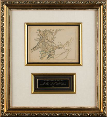 Lot #883 Gustaf Tenggren concept drawing of a tree from Snow White and the Seven Dwarfs Concept Drawing - Image 1