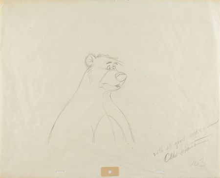 Lot #1054 Baloo production drawing from The Jungle Book with TLS from Ollie Johnston Production Drawing - Image 1