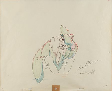 Lot #1043 Captain Hook production drawing from Peter Pan signed by Frank Thomas and Marc Davis Production Drawing - Image 1