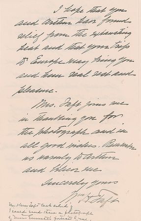 Lot #61 William H. Taft Handwritten Letter Signed - Image 2