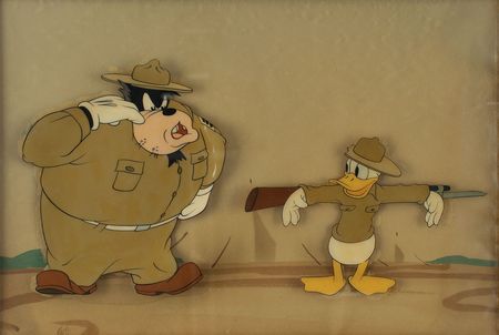 Lot #913 Donald Duck and Black Pete production cels  from Donald Gets Drafted Production Cels - Image 1