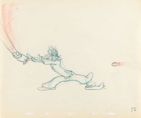 Lot #1033 Goofy production drawing from How to Play Baseball Production Drawing - Image 1
