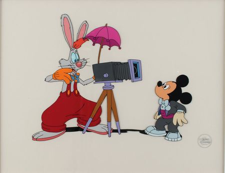Lot #1068 Mickey Mouse and Roger Rabbit production cel from Mickey's 60th Birthday Special Production Cel - Image 1