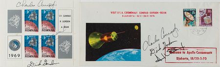 Lot #341  Apollo 12 Signed Cover and Stamp Block - Image 1