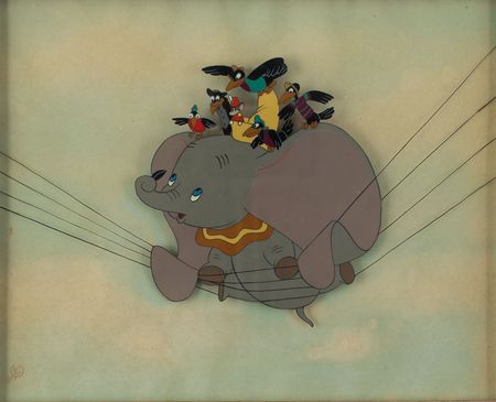 Lot #909 Dumbo, Timothy Q. Mouse, and Crows production cel from Dumbo Production Cel - Image 1