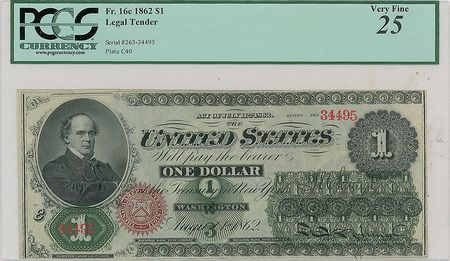 Lot #237 Fr. 16c 1862 $1 Legal Tender Legal Tender - Image 1