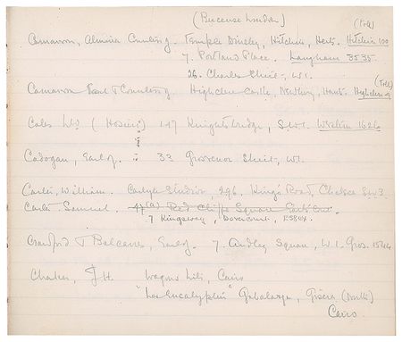 Lot #197 Howard Carter: Howard Carter's address book, including Egyptologists, antiquities dealers, and his important benefactor - Image 4