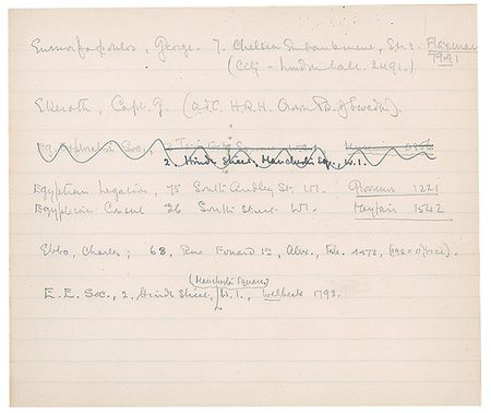 Lot #197 Howard Carter: Howard Carter's address book, including Egyptologists, antiquities dealers, and his important benefactor - Image 5