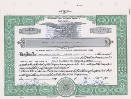 Lot #670 Steve McQueen Signed Document - Image 1