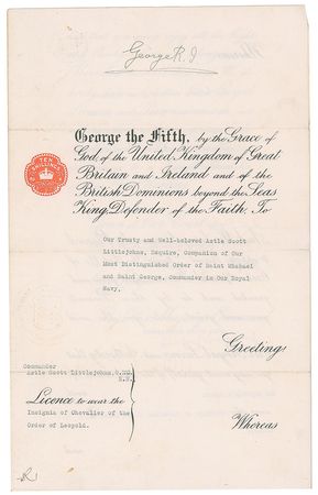 Lot #262 King George V Signed Document - Image 1