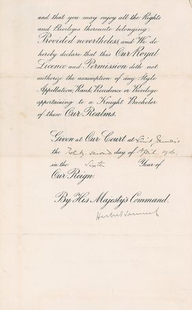 Lot #262 King George V Signed Document - Image 3