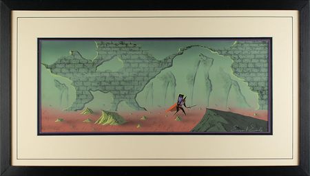 Lot #948 Eyvind Earle concept painting from Sleeping Beauty: The trial of Prince Phillip in Sleeping Beauty - Image 2