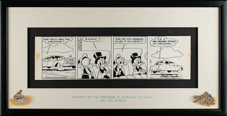 Lot #1066 Donald Duck and Scrooge McDuck comic strip signed by Carl Barks Comic Strip - Image 2