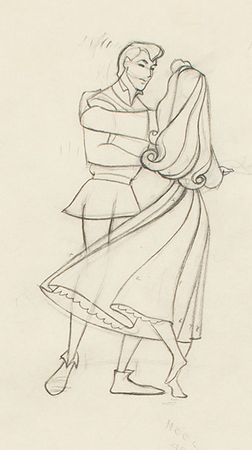 Lot #1049 Princess Aurora and Prince Phillip production drawing from Sleeping Beauty - Image 2