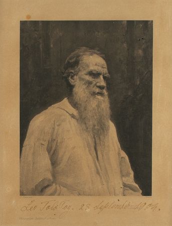 Lot #430 Leo Tolstoy: Amazing oversized signed portrait of Tolstoy - Image 1