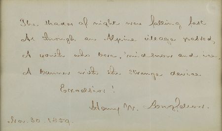 Lot #446 Henry Wadsworth Longfellow Signed Quote - Image 2