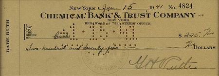 Lot #804 Babe Ruth Check - Image 2