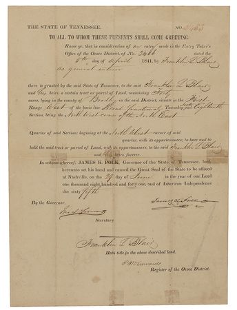 Lot #18 James K. Polk Signed Document