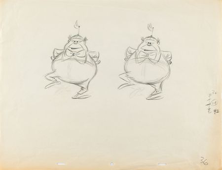 Lot #1039 Tweedledee and Tweedledum production drawing from Alice in Wonderland Production Drawing - Image 1