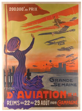 Lot #2142  Reims Air Meet 1909 Poster by Ernest Montaut - Image 2