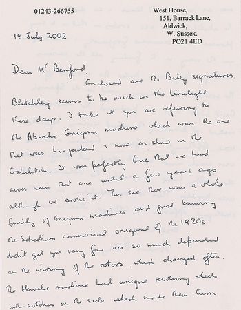 Lot #2041 Mavis Batey Autograph Letter Signed - Image 1