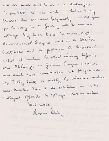 Lot #2041 Mavis Batey Autograph Letter Signed - Image 2