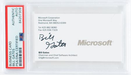 Lot #2029. Bill Gates Signed Business Card