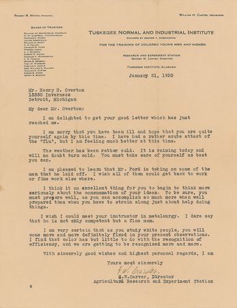 Lot #2014 George Washington Carver Typed Letter