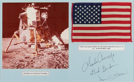 Lot #2247  Apollo 12 Crew-Signed Flown Flag Display - Image 1