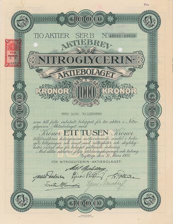 Lot #2027 Alfred Nobel: Nitroglycerin Aktiebolaget