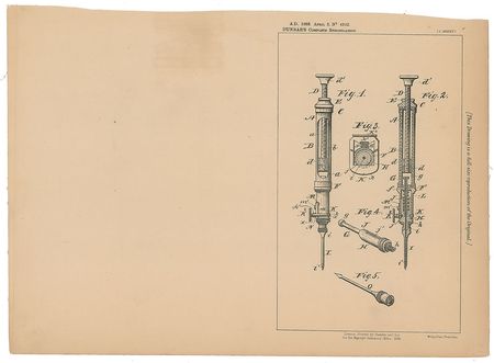 Lot #2066 A. Dunbar Hypodermic Syringe Patent Lithograph - Image 1