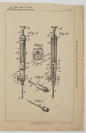 Lot #2066 A. Dunbar Hypodermic Syringe Patent Lithograph - Image 2