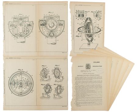 Lot #2083 George Albert Rossiter Gyroscopic Compass Patent Lithograph - Image 1