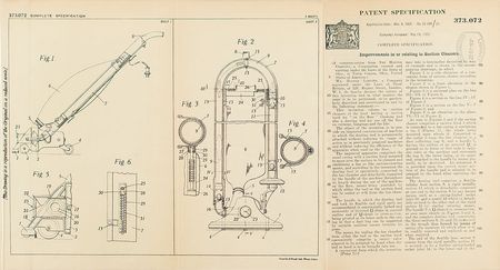 Lot #2073  Hoover Vacuum Patent Lithograph and Specification Document - Image 1
