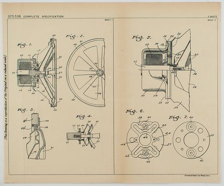 Lot #2075  Magnavox Loud Speaker Patent Lithograph and Specification Document - Image 2