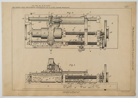 Lot #2067 Thomas Edison and Alexander Graham Bell Phonograph Shaft Patent Lithograph - Image 2
