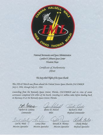 Lot #2304  STS-65 Flown Custom-Made Watch - Image 5