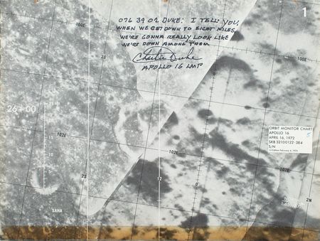 Lot #2258 Charlie Duke Signed Apollo 16 Training Orbital Chart - Image 1