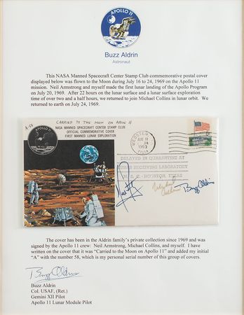 Lot #2223 Buzz Aldrin's Apollo 11 Flown Crew-Signed Type 1 Cover - Image 1
