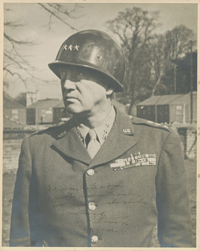 Lot 392 George S. Patton: Superb portrait of the General, presented to the man who equipped the 3rd and 7th Armies
