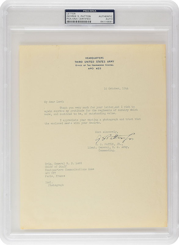 Lot 393 George S. Patton: In October 1944, Patton sends 