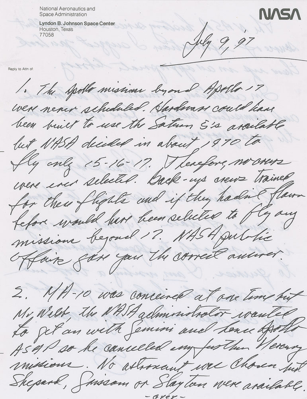 Lot 497 Chris Kraft: On missions that 'would have been'?