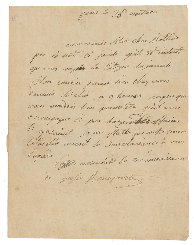 Lot 200 Julie Bonaparte Handwritten Letter Signed