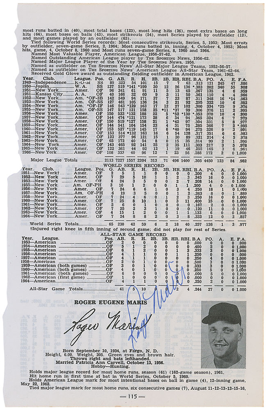 Lot 1343 Roger Maris Signature