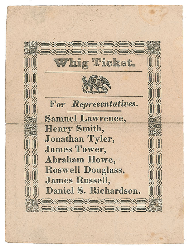 Lot 364  Whig Party Election Ticket