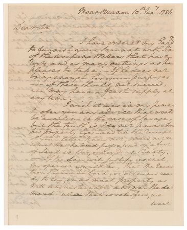 Lot #1 George Washington: Washington faces his first postwar challenge in renting slaves to open the Potomac, after providing ?for the hire of Negros, ineffectually it should seem, as I believe we have got none yet? - Image 1