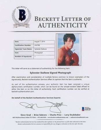 Lot #1233 Sylvester Stallone Signed Photograph - Image 2